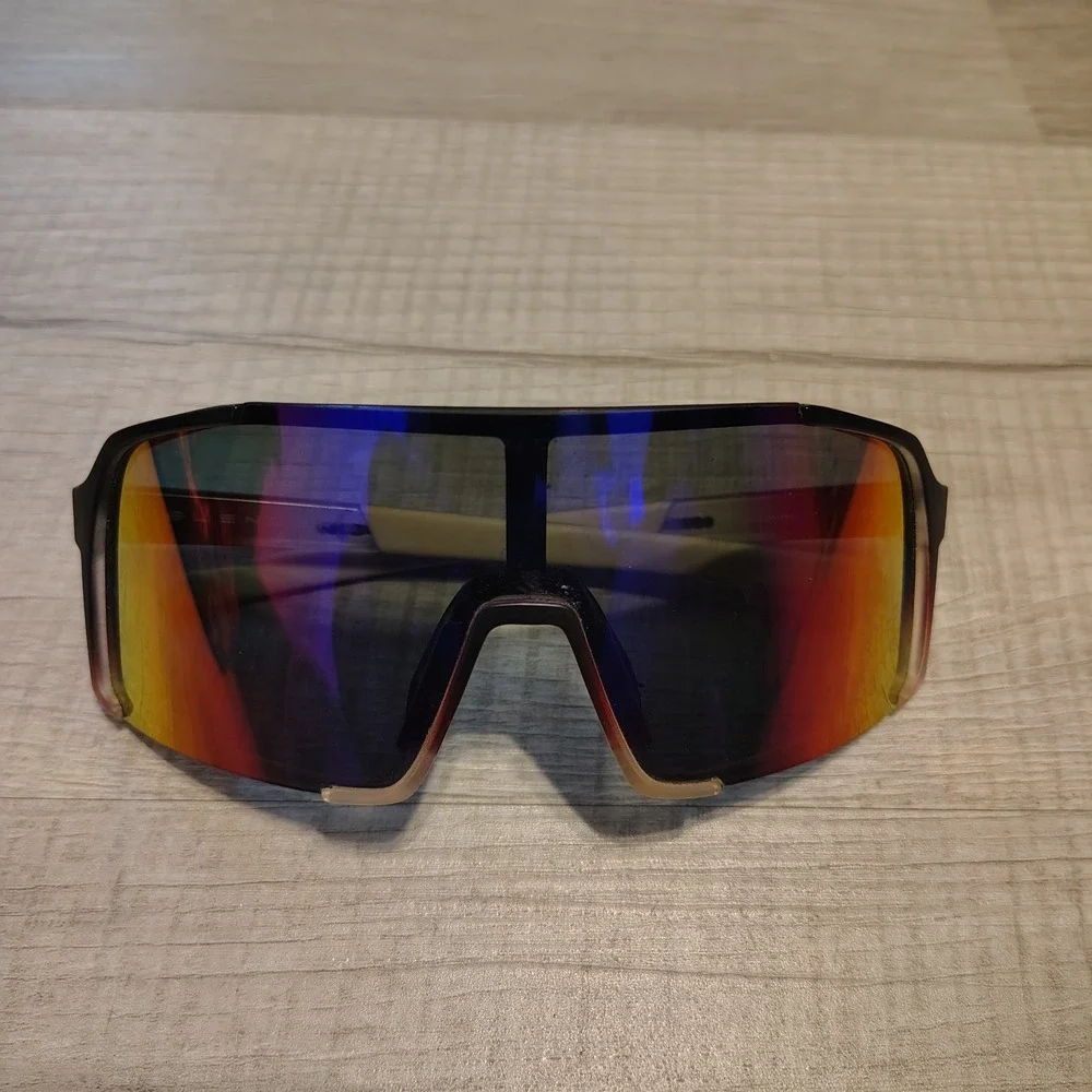 Blenders Eyewear Kingdom Polarized Shield Sunglasses Black Red Orange Mirror